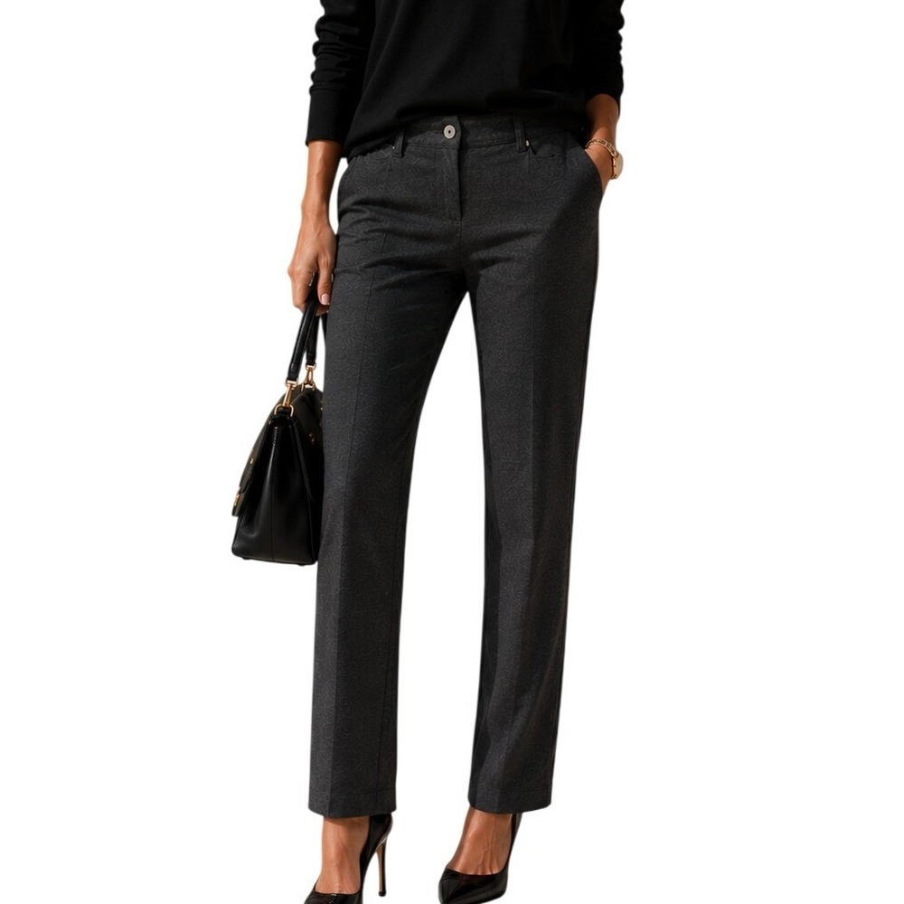 White House Black Market Slim Leg Trousers Charcoal Gray Stretch Pants 6R